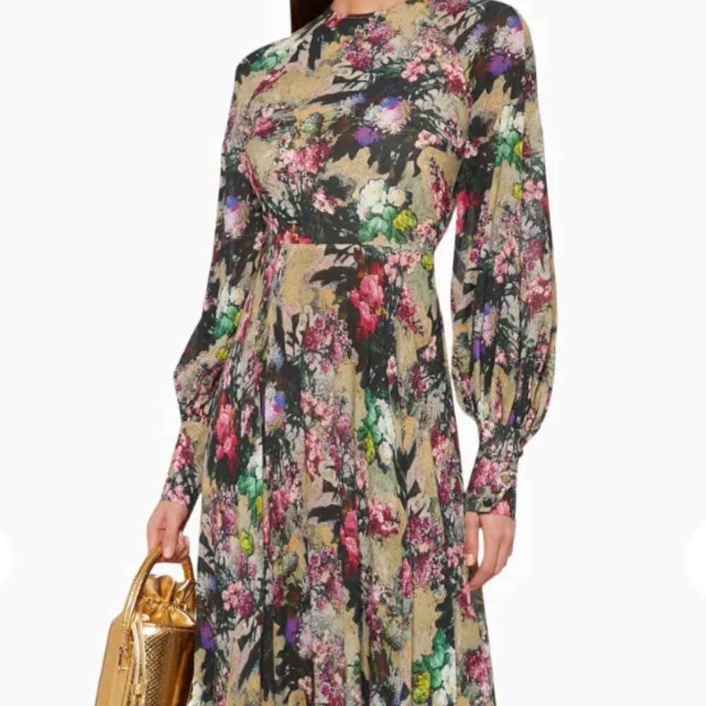 NWT ROTATE Birger Christensen Floral Begonia Multicolor Long Dress Gown M $560